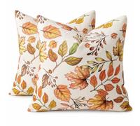 ZWJD Autumn Cushion Covers 45x45 Watercolour Pumpkin Fall Leaves Scatter Cushion Cover, Thanksgiving Harvest Cushions Decorative Throw Pillowcases for Farmhouse Sofa Living Room
