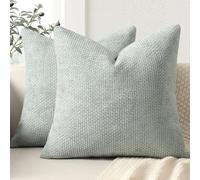 ZWJD Cushion Cover 50 x 50 cm, Set of 2 Chenille Cushion Covers, Sofa Cushion Covers, Pastel Green, Decorative Cushion, Soft Sofa Cushion Cover for Couch, Bed and Living Room, Home Decoration, Luxury