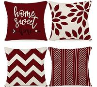 ZWJD Housse de Coussin 45x45 Lot de 4 Décoratif Canapé Taie d'oreiller Decoration Housses Coussin en Lin d'extérieur Taie Oreiller Décoration pour Chambre, Chaise, Lit,Jardin 45x45CM
