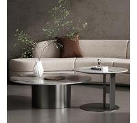 Zwksdcf Modern Round Nesting Coffee Table with Marble Top,mid-Century Marble Coffee Table Set of 2,Luxury Center Table for Living Room,end Table Side Table with Gold Metal Base for Reception Room