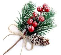 ZWLIYCHN Artificial Holly Berries 8pcs, Red Christmas Picks Artificial Berries Stems Pine Cones Branches, Holly Spray for Winter Holiday Xmas Tree Christmas Wreath Decorations Gift DIY Ornament