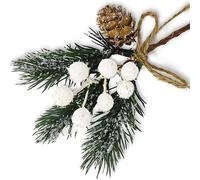 ZWLIYCHN Artificial Holly Berries 8pcs, White Christmas Picks Artificial Berries Stems Pine Cones Branches, Holly Spray for Winter Holiday Xmas Tree Christmas Wreath Decorations Gift DIY Ornament