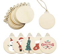 ZWLIYCHN Christmas Wooden Baubles 30 Pcs, Wooden Christmas Ornaments with String, Hanging Round Wood Slices for Christmas Tree Decoration, Xmas Decorations, DIY Crafts, Birthday Gifts