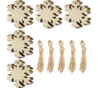 ZWLIYCHN Christmas Wooden Baubles 30 Pcs, Wooden Christmas Ornaments with String, Hanging Snowflake Wood Slices for Christmas Tree Decoration, Xmas Decorations, DIY Crafts, Birthday Gifts