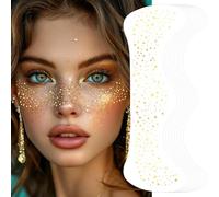 ZWLIYCHN Glitter Freckles Face Tattoo 8pcs, Water-Repellent Face Glitter Stickers, Long Lasting Cute Makeup Freckle Tattoo for Festival、Music Parties、Girls Gathering（Gold）