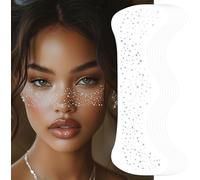 ZWLIYCHN Glitter Freckles Face Tattoo 8pcs, Water-Repellent Face Glitter Stickers, Long Lasting Cute Makeup Freckle Tattoo for Festival、Music Parties、Girls Gathering（Silver）