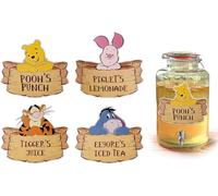 ZWLIYCHN Winnie Jam Jar Labels, Pooh Drink Food Labels Stickers for Baby Shower Birthday Party Decoration, Winnie Kitchen Bottles Labels for Home Storage Jam Wall Stickers Banners（4Pcs）