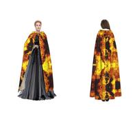 ZWLPNZZD Firefighter Fireman Flame Print Hooded Cloak Long And Comfortable For Halloween, Role-Playing, And More, Black, One size