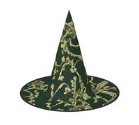 ZWLPNZZD (Hunter Green Floral Petals Pattern) Printed Foldable Halloween Hat Holiday Costume Cap Cosplay Party Witch Hats 2 PCS
