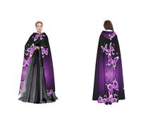 ZWLPNZZD Lovely Purple Butterfly Print Hooded Cloak Long And Comfortable For Halloween, Role-Playing, And More, Black, One Size