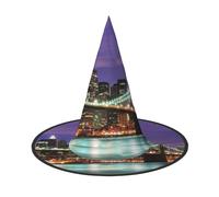 ZWLPNZZD (New York Night) Printed Foldable Halloween Hat Holiday Costume Cap Cosplay Party Witch Hats 2 PCS