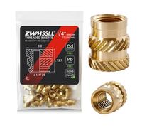 Zwmssll 1/4'' Threaded Inserts,1/4-20 Heat Set Insert,22 Pieces 1/4 20x12.7x8 Knurled Nuts,Brass Threaded Inserts for Plastic and 3D Printing Components