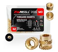 ZWMSSLL M3 Threaded Inserts-200 Pieces M3x3x4.6 Heat-Set Insert Brass Knurled Nuts for 3D Printing Components and Plastic Parts