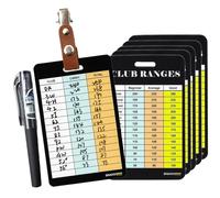 ZWOOGYM Golf Club Distance Range Cards with Holder, Back Writable Yardage Matrix Chart for Beginner to Advanced Players (Back writable, 5)