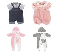 ZWOOS 4 Pack Soft Cotton Doll Clothes for 35-43cm Dolls, Baby Born, Baby Annabell, Nenuco Compatible