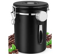 ZWOOS Airtight Coffee Canister for 1 kg Beans - Coffee Beans Storage Container with CO2 Valve - with Measure Spoon (2.8L Black) (3321922)