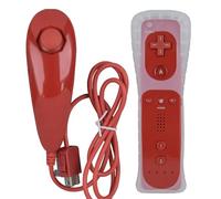 ZWP Replacement Remote Controller for Wii & Wii U, Built-in 2 in 1 Motion Plus with Silicon Case and Nunchuck (Red)