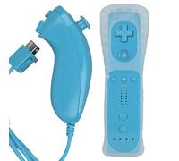 ZWP Replacement Remote Controller for Wii & Wii U, Built-in 2 in 1 Motion Plus with Silicon Case and Nunchuck (Blue)