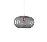 ZWPAYF Oval Shape Clear/coffe/grey Glass Round Ball 11.8in Single Head Pendant Light Fixture Metal Lamp Holder Nordic Style Hanging Lamp Adjustable Cord Barber Shop Cafe Restaurant Indoor Chandelier