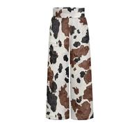 ZWPINITUP Wide Leg Pants for Women Summer 2024 Palazzo Tropical Floral Casual High Waist Trousers with Pockets S-3XL, Vintage Cow Print, Large