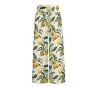 ZWPINITUP Wide Leg Pants for Women Summer 2024 Palazzo Tropical Floral Casual High Waist Trousers with Pockets S-3XL, Lemon Floral, M