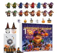 Zwpontia 2025 Halloween Count Down Calendar, 24-Day Gnome Ornament Halloween Countdown Calendar, 2D Acrylic 3D Resin Decoration Keepsake for Kids Boys Girls Adults Wall Mantel Tree