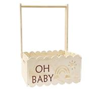 Zwpontia Baby Shower Basket With Hanger Rack | Wooden Crates With Handle,Home & Kitchen Supplies for Clothing Display Girls Boys Family Daughter