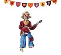 Zwpontia Banjo Skeletons for Halloween 39.9 * 9.9cm Animated Dueling Banjo Skeletons Funny Animated Banjos Skeleton with Glowing Eyes Poseable Joints for Holiday Garden Pathway