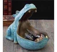 Zwpontia Big Mouth Hippo Key Bowl - Resin Candy Bowl Ornament & Jewelry Holder - Perfect Home Decor for Keys, Jewelry, Candy - 28.5x16x22cm