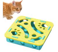 Zwpontia Cat Puzzle Toy - Treat Puzzle Feeder Box Scratch Board - Dispenser with Bell for Kitten Boredom Exercise Mealtime Living Room Bedroom Balcony Home Travel