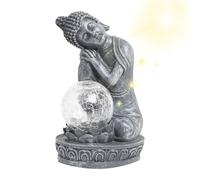 Zwpontia Garden Buddha Statue Outdoor - Solar Waterproof Meditating Buddha Decor - Home Sculptures for Yoga Meditation Festival Patio Backyard Yard Friends Family