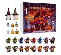 Zwpontia Halloween Gnome Countdown Calendar | 24-Day Gnome Countdown Calendar for Halloween - 2D Acrylic 3D Resin Decoration Keepsake for Kids Boys Girls Adults Wall Mantel Tree