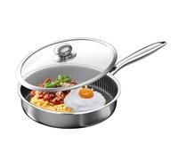 Zwpontia Nonstick Frying Pan - Nonstick Fry Pans Pots Cookware - Stainless Steel Pots Cookware with Lid for Kitchen Cooking Induction Cooktop Home Apartment Camping Stove BBQ