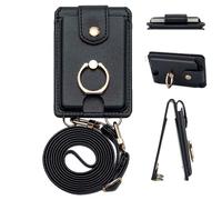 Zwpontia Phone Pocket Card Holder | Phone Wallet Stand,Water Resistant Multifunctional 2 Card Slots Wallet Stick On with Stand and Detachable Lanyard for Travel, Work & Life