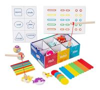 Zwpontia Shape Sorting Box Toy,Color Shape Recognition Wood Box - Toddler English Language Learning Game for High Chair Entertainment Road Trip Preschoolers