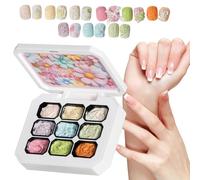 Zwpontia Solid Gel Nail Polish - 9-Colors Gel Manicure Palette,Smooth Stackable Long-Lasting Nail Glue for French Tips Holiday Extension Salon Girls Birthday Home Manicure