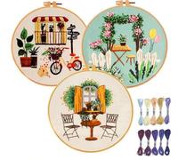ZWQLZG Embroidery Kits for Beginners, Stitch Practice Kit with Pattern and Instructions, Embroidery Hoops Colored Threads Cross Stitch Kits for Adults Kids Craft Starter