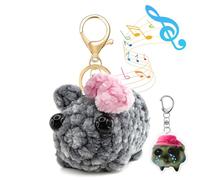 ZWQLZG Sad Hamster Keychain, Plushie Hamster Toys with a Cry Hamster Acrylic Keychain with Sound Handmade Knitting Sad Hamster Plush Toys Suitable for all Kinds of Holiday Gifts