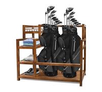 ZWQXZX Golfing Equipment Rack Wooden Golf Storage Garage Organizer For Garage Golf Bag Stand For 2 Golf Bags Equipment Accessories Club