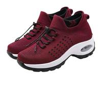 ZWRXW Comfort Wear Orthotic Shoes for Women Men Arch Support Stretch Comfortable Casual Athletic Outdoor Lightweight Breathable Shoes, wine red, 5-5.5
