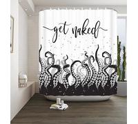 ZWSMZW Octopus Tentacle Shower Curtain Black Vintage Marine Creature Kraken Coastal Animal Nautical Abstract Bathroom Decor Fabric Curtains with Hooks