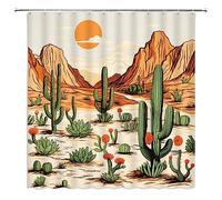 ZWSMZW Western Shower Curtain Cactus Mountain Tropical Desert Landscape Ethnic Aztec American Cowboy Bathroom Decor Fabric Curtains with Hooks