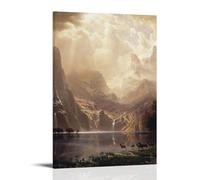 ZWSYHJ Albert Bierstadt Among The Sierra NevadaRetro Aesthetic Canvas Wall Paintings Various Styles of Printmaking Bedroom Wall DecorFrame-style20x30inch(50x75cm)
