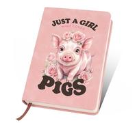 zwtkuavs Pig A5 Lined Journal Notebook, 200 Pages Soft Leather Notebook with Ruled Paper for Writing Note Taking Journaling Office School Home Use Lightweight Portable, Pink