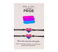 ZWTPGKRD 2x Heart Charm Bracelet For Couple Friendship Rainbow Color Pendant Rope Chain Bracelet Bangle Women Men Lucky Jewelry
