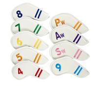 ZWTPGKRD 9Pcs Golfs Head Cover Thick Synthetic PU Leathers Iron Cover with Big Number for Long Neck Club Headcovers Sleeves