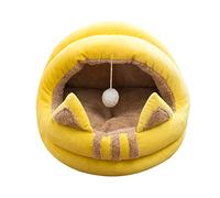 ZWTPGKRD Beds Cartoon Round Pet Bed House Cushion Thicken Anti-Skid Kitten Half Enclosed/Open Beds For Indoor Cats Washable