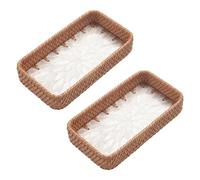 ZWTPGKRD Jewelry Tray Storage Dish Decorative Organizers for Watches Keys Natural Rattan with White Base Sturdy Bedside Table Decors Luxury Vanity Decors Tray