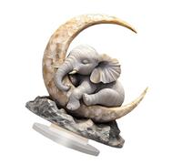 ZWTPGKRD Modern Elephant Lying On Moon 2D Flat Acrylic Figurine Ornament With Base Home Accent Unique Adults Kids Elephant Sleep On Moon Acrylic Decoration