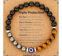 ZWTPGKRD Natural Obsidians Tigers Eye Stretch Adjustable Handcrafted Beaded Wristband for Wellness Unisex Adjustable Gemstones Jewelry
